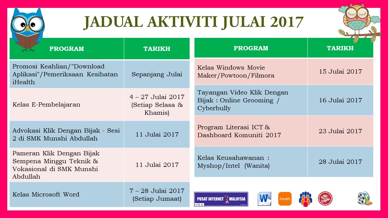 JadualAktiviti Julai